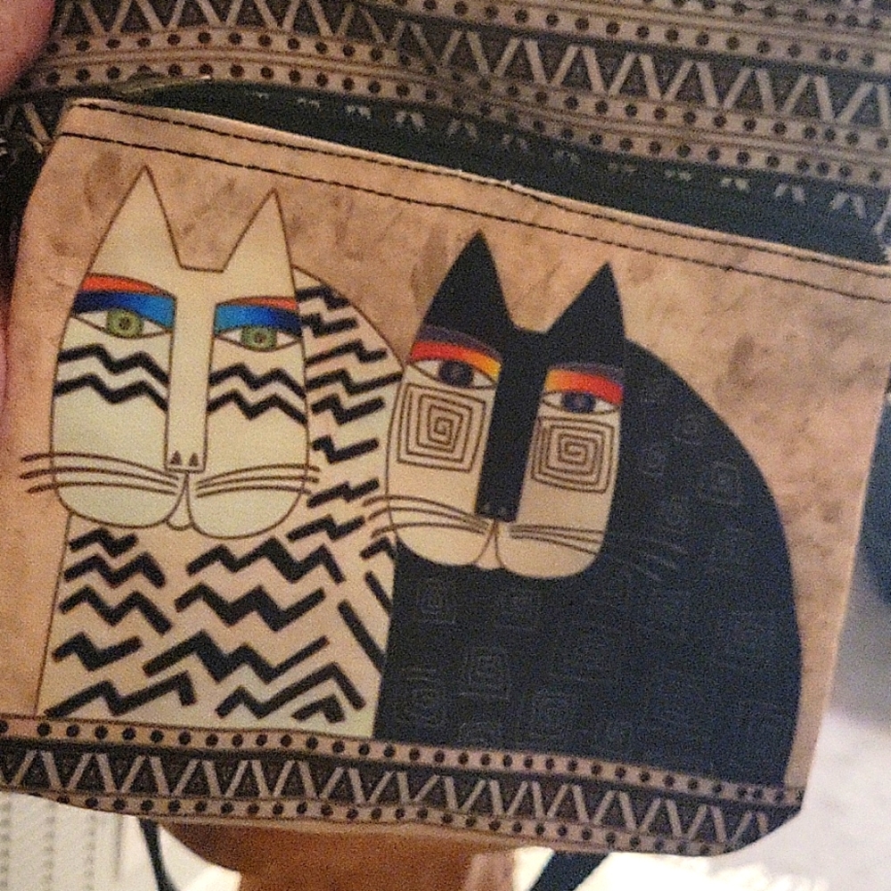 Laurel Burch 2 pc Crossbody Bag 6551, Wild Cats,9.5" x 7" cat lover exellent con
